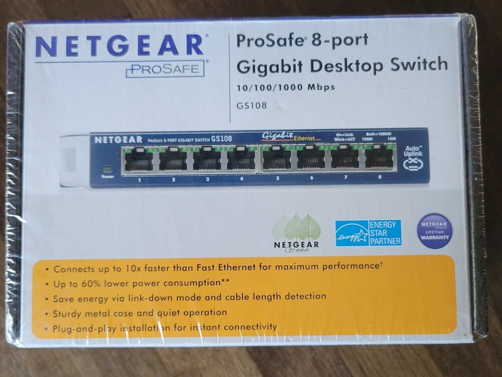NETGEAR ProSafe GS108NA 8-port Gigabit Desktop Switch 10/100/1000 Mbps SEALED